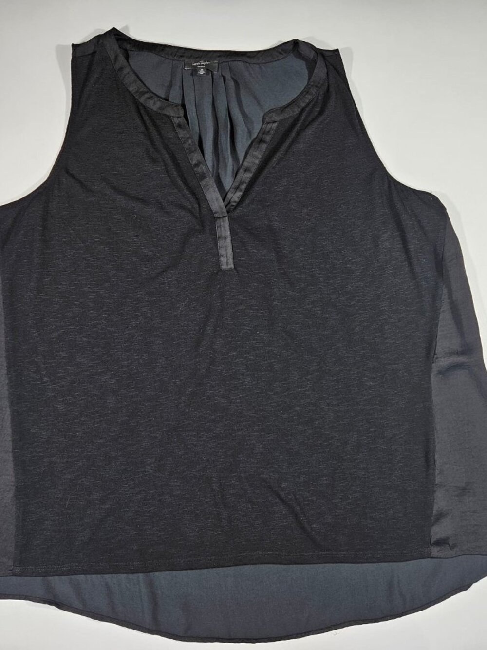 LORD & TAYLOR Black Sleeveless Mixed Media Blouse ~ 3X